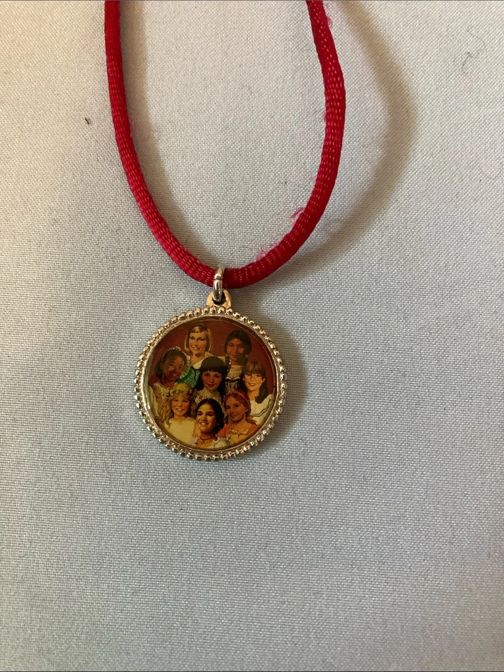 American Girl Red Cord Necklace with Gold-Tone historical doll Medallion